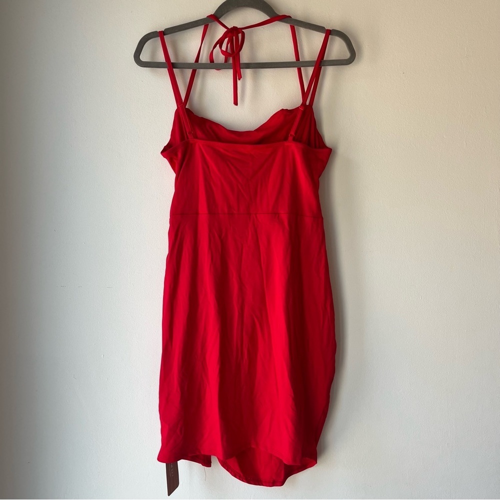 SHEIN SXY Red Knot Front Ruched Bodycon Mini Dress Women’s L NWT Party Cocktail - Picture 6 of 8